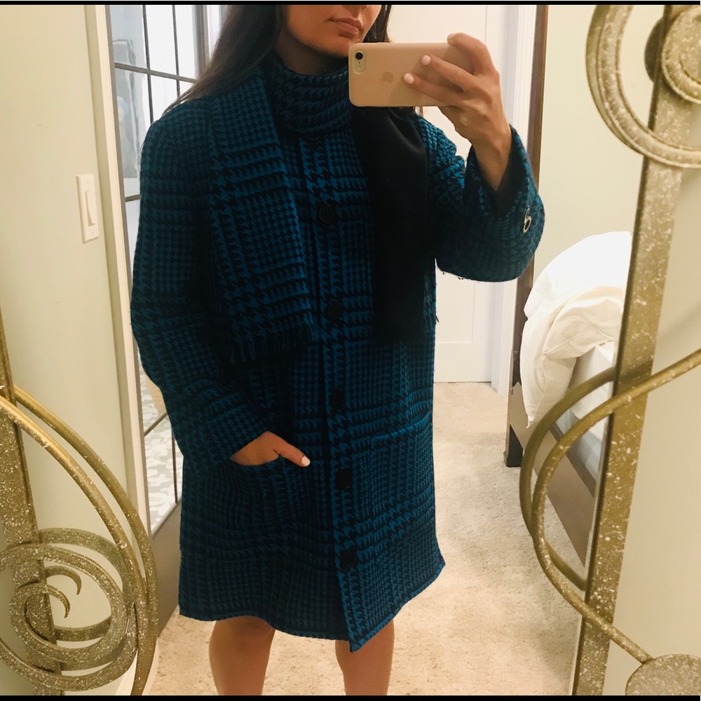 VINTAGE 80s Houndstooth Wool Jacket & Scarf.